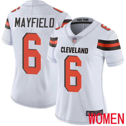 Cleveland Browns Baker Mayfield Women White Limited Jersey 6 NFL Football Road Vapor Untouchable